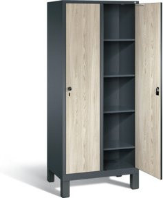 C+P Wäsche-Spind Evolo mit Scharniertüren in Sen-Esche und Korpus Anthrazitgrau, H x B x T: 185 x 81 x 50 cm - Bild 1