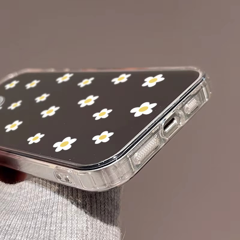 Stoßfeste iPhone Handyhülle mit Blumenmuster und Make-up-Spiegel in Transparent für Apple iPhone 15 16 14 13 12 11 Pro Max X XR XS - Bild 5