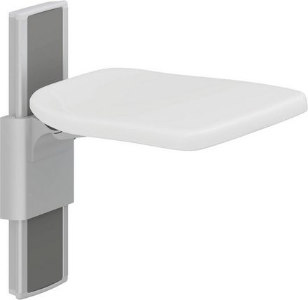 Pressalit Klappsitz PLUS manuell höhenverstellbar in Silber, Wandmontage, B/T/H: 42,4 x 37,0 x 40,0 cm - Bild 1