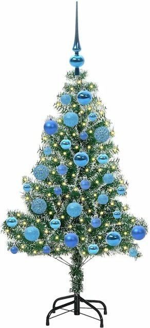 vidaXL Künstlicher Weihnachtsbaum beschneit mit LED-Licht, Grün-Weiß, Höhe: 120 cm - Bild 1