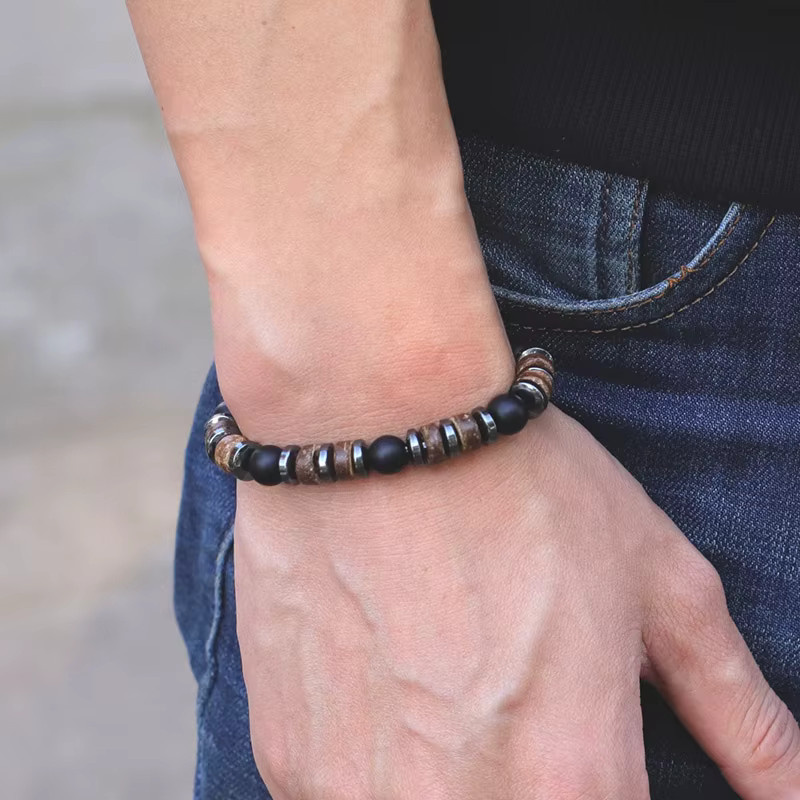 Noter Armband, Kokosnuss Perlen, schwarz, Herren - Bild 3