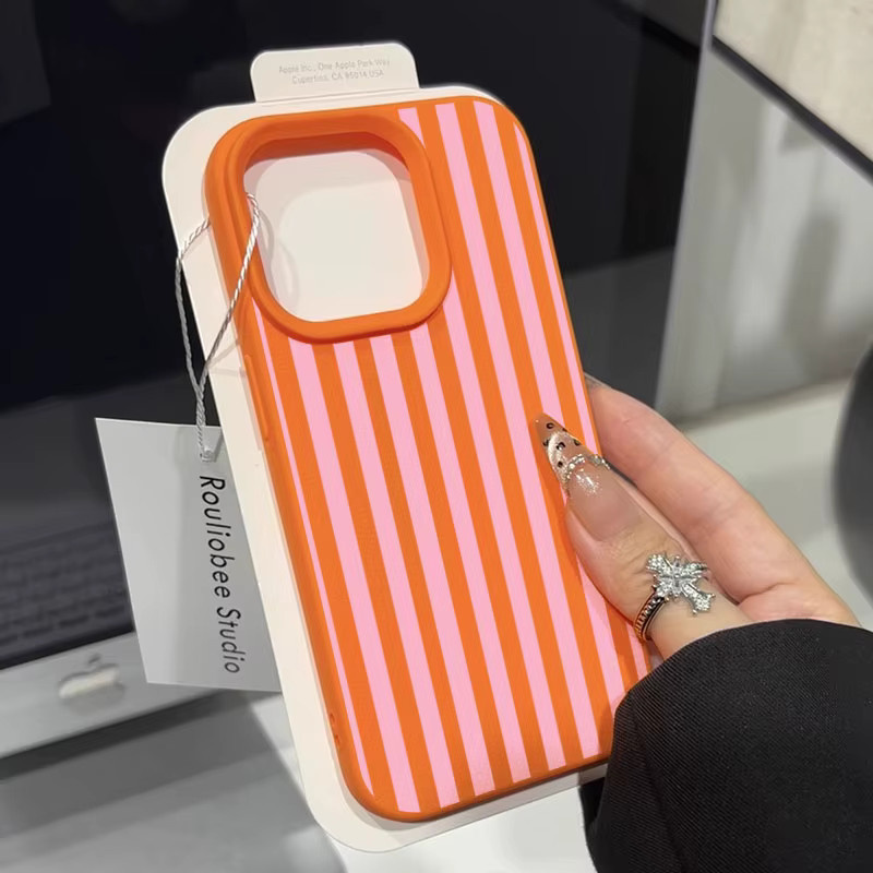 Bunt gestreifte minimalistische Lichee Handyhülle für Apple iPhone 11 bis iPhone 17 Pro Max in Multicolour - Bild 2