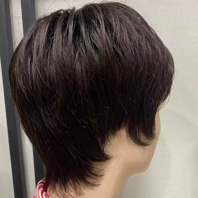 BitLamb Echthaar-Perücke für Damen, grau, kurze Textur - Bild 2