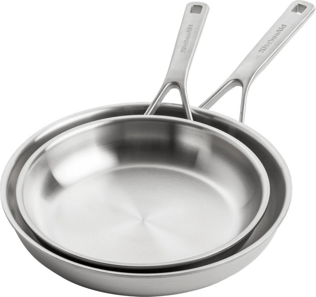KitchenAid Multiply Bratpfannenset aus Edelstahl mit Antihaftbeschichtung, Silber, Durchmesser: 24 cm und 28 cm - Bild 1