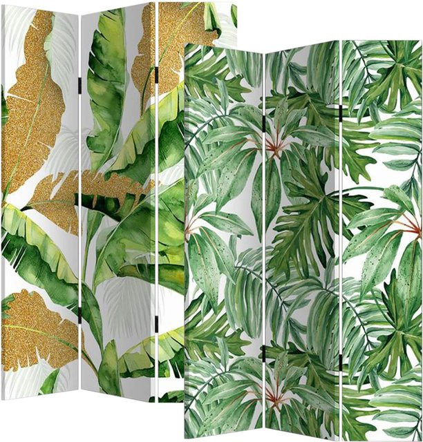 HTI-Line Paravent Natur mit Pflanzen- und Blumen-Motiven in Multicolour, freistehend - Bild 1