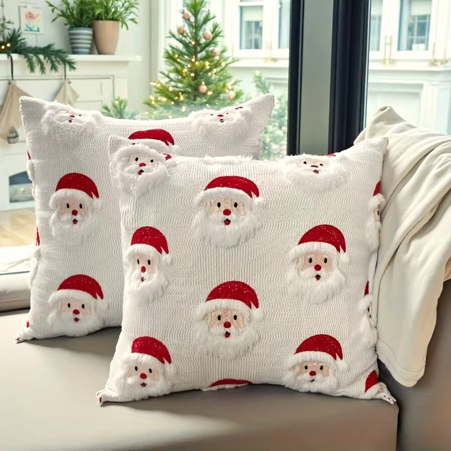 DUTRIEUX Weihnachtliches 3D Santa Claus Kissen mit Bezug aus Polyester, Weiß, B/T/H: 45,72 x 45,72 x 0 cm - Bild 4
