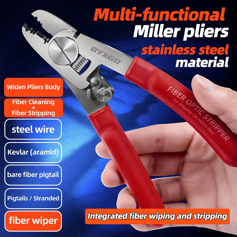 BYXGD 6-in-1 Glasfaser-Abisolierzange aus Edelstahl als multifunktionale Miller-Zange und Reinigungszange für 2-3mm, Φ125-250μm und Φ600-900μm - Bild 4