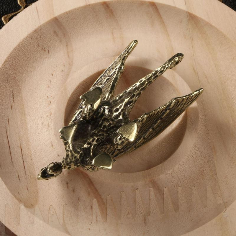 Yiran Furniture Pterosaurier Drache Statue aus Massivmessing in Gold als Feng Shui Desktop Ornament - Bild 4