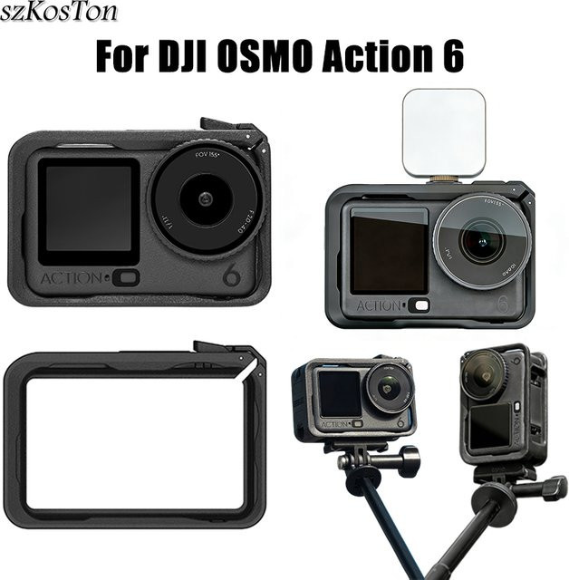 DJI Kamerakäfig für Osmo Action 6 Schutzrahmen in Schwarz mit Kaltschuhhalterung - Bild 1