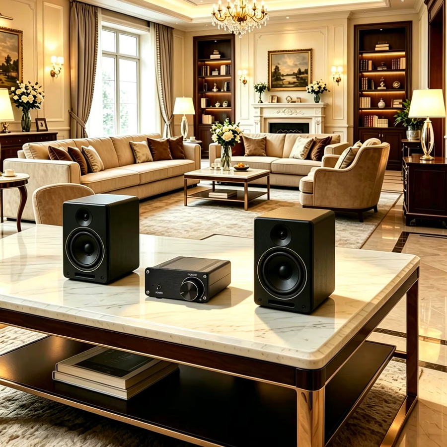 YJCO Digitaler Mini-Leistungsverstärker D50C, HiFi-Stereo-Verstärker mit TPA3116 Klasse-D Chip, 2.0-Kanal, 50Wx2, Schwarz - Bild 2