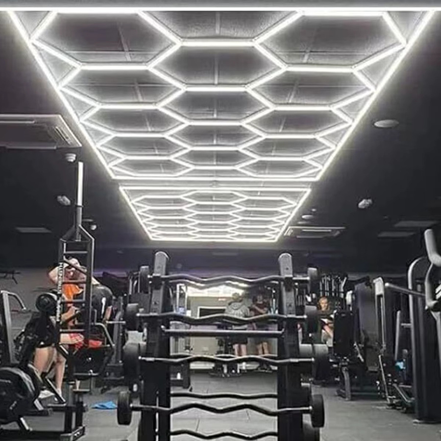 Oyajia 14er-Pack Sechseckige LED-Deckenleuchten mit Rahmen in Weiß, 680W Superhelle LED-Beleuchtung für Garage, Werkstatt und Studio, Cool White - Bild 5