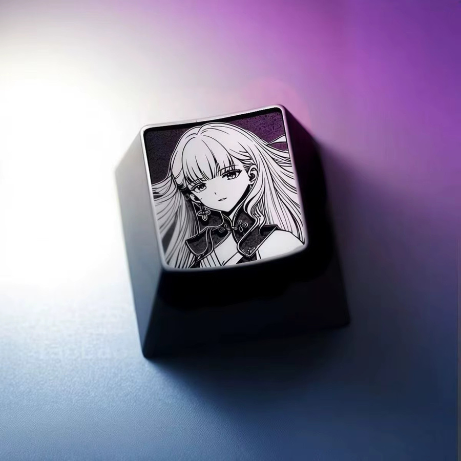 Attackfox Anime Metall-Tastenkappen ESC 1U Cherry Profile für mechanische Tastaturen in Schwarz JX-07 - Bild 1