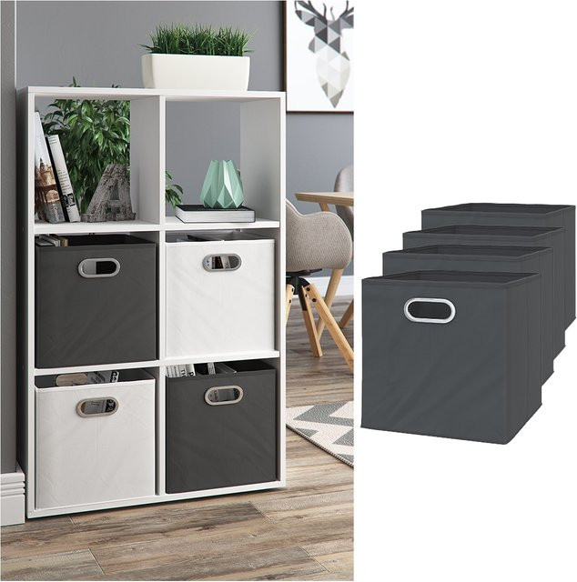 VICCO 4er Set Faltboxen aus Stoff in Anthrazit mit Griffen, B/T/H: 30 x 30 x 30 cm - Bild 1