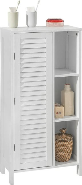 SoBuy Badkommode Hochschrank BZR39-W in Weiß mit Lamellentür - Bild 1