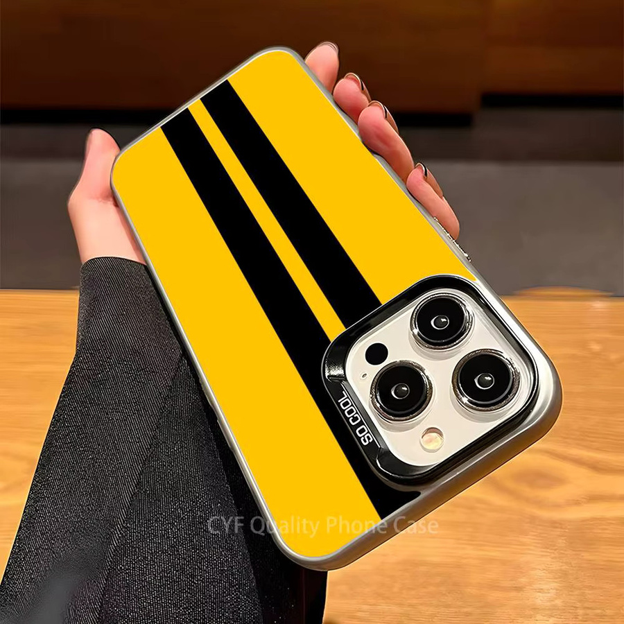 Luxuriöse L-Line Handyhülle für Apple iPhone 11 bis 16 Pro Max Plus mit schützender Beschichtung in Gelb - Bild 2