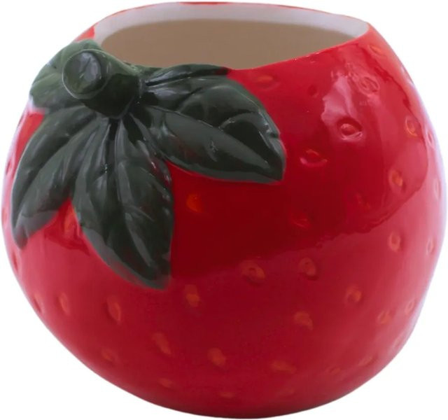 Dekohelden24 Keramik-Blumentopf Erdbeere in Rot, B/T/H: 14 x 13 x 12 cm - Bild 1