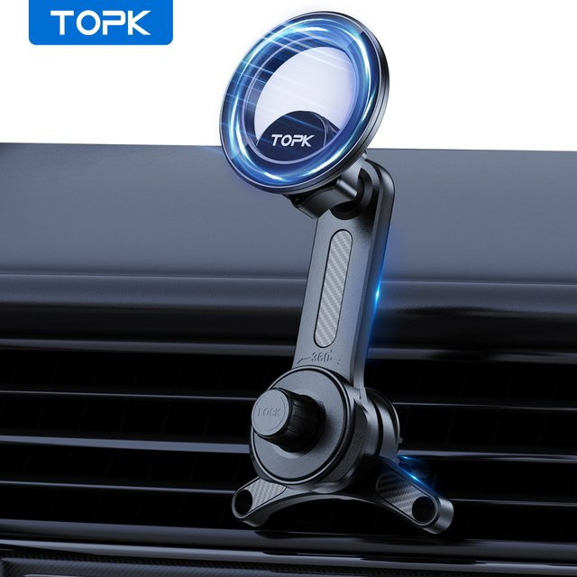TOPK Magnetischer Autotelefonhalter für MagSafe, Air Vent Mount mit Metallhaken, Anti-Shake-Ständer für iPhone 15 14 13 12 Pro Max Mini Plus, Schwarz - Bild 1