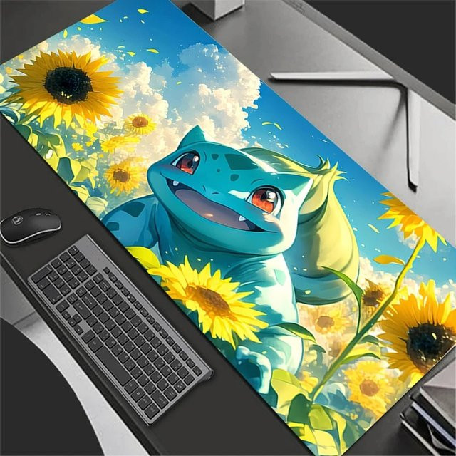 Extra großes Gaming-Mauspad mit Bulbasaur Motiv von Bandai, rutschfeste Gummi-Mausmatte in Multicolour für Computer und Laptop - Bild 1