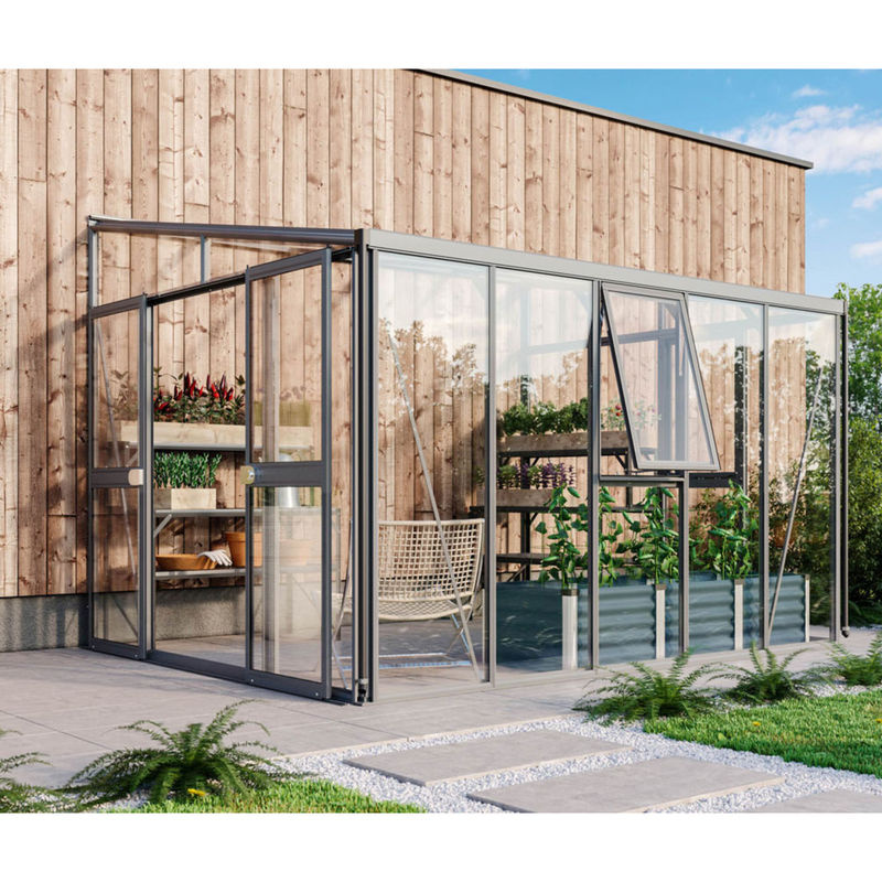 Vitavia Anlehn-Gewächshaus Helena in Silber, 10,2 m², aus Aluminium und Glas - Bild 3