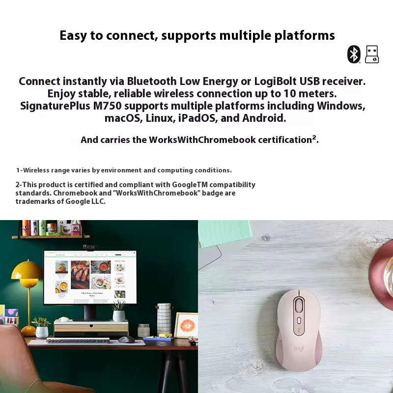 Logitech kabellose Bluetooth-Maus in Pink für Bürogebrauch und Laptops - Bild 3