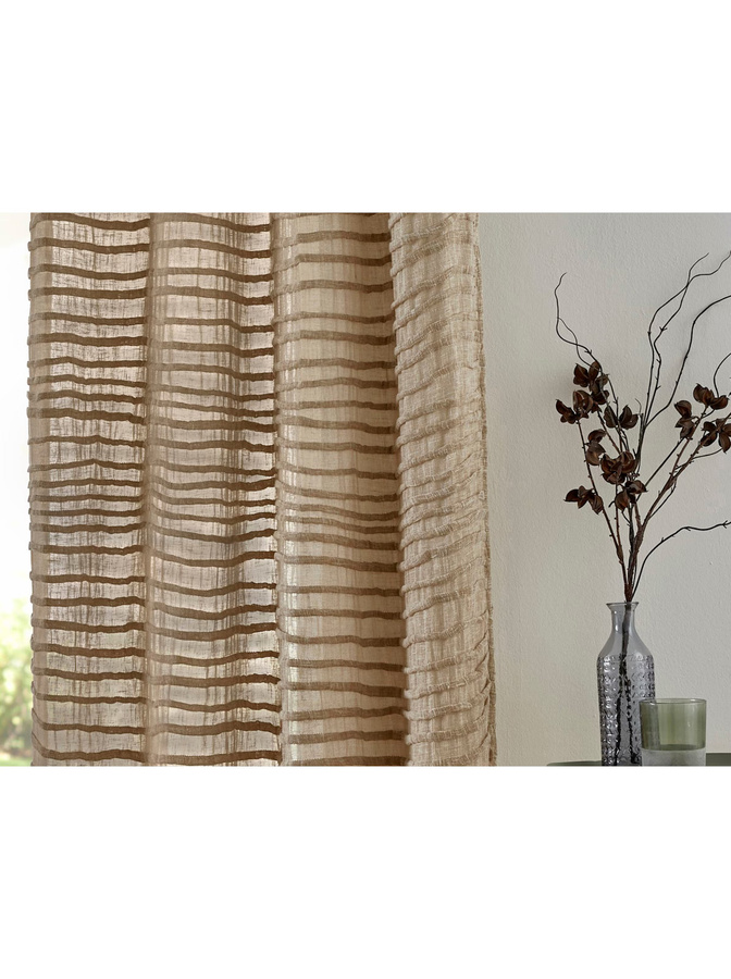 Dekostore Stoffpaneel in Taupe und Beige mit Ösen, transparent, Breite: 140,0 cm, Höhe: 225,0 cm - Bild 3