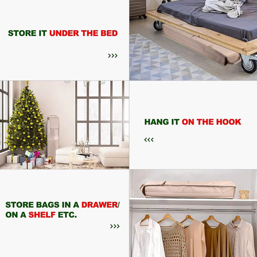 Geschenkpapier-Aufbewahrungstasche aus Oxford-Stoff in Beige mit mehreren Taschen für Bastelbedarf und Poster - Bild 2