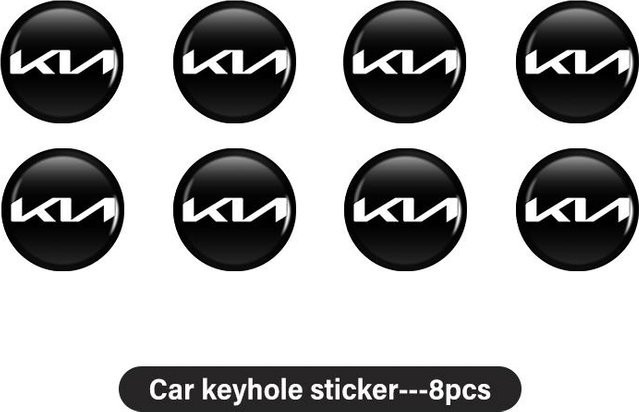 Schlüsselaufkleber und Schlüsselanhänger Hülle für KIA Modelle in Schwarz, 14mm Emblem Dekor Zubehör - Bild 1