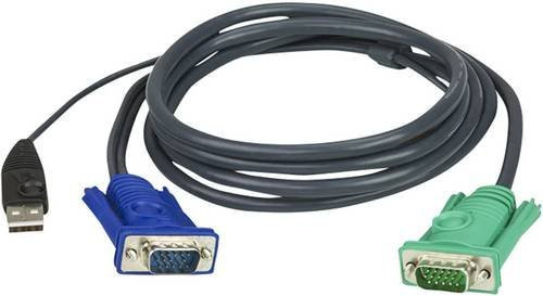 ATEN KVM Adapter mit 1x VGA-Stecker, 1x VGA-Stecker und USB 2.0 Stecker A, Schwarz, Länge: 1,20 m - Bild 1