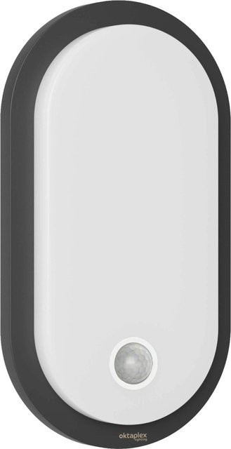 Oktaplex Plato LED Ovallampe mit Bewegungsmelder und Dämmerungssensor, Anthrazit, 1010lm, 3000K Warmweiß, IP65 - Bild 1