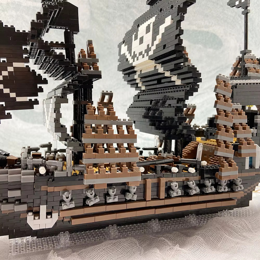 KNEW BUILT Schwarzes Piratenschiff Mikro-Mini-Bausteine Piraten - Bild 4