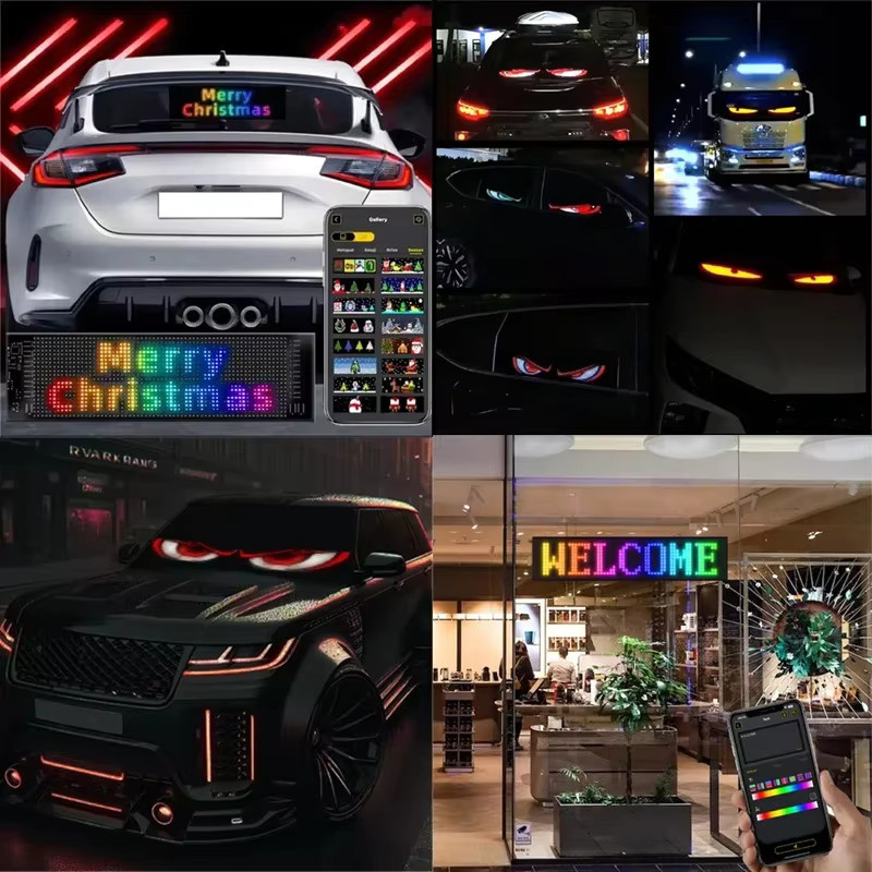 LINYILIGHT 2-teiliges LED-Matrix-Pixel-Panel in Schwarz, programmierbare Textanzeige mit App-Fernbedienung und USB-Anschluss, mehrfarbig - Bild 6