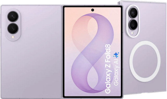 Samsung Galaxy Z Fold8 512GB 5G in Lila mit transparentem Samsung Backcover mit Magnet - Bild 1