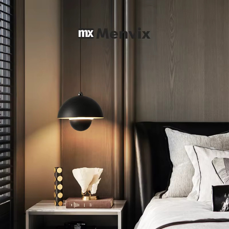 Menvix Designer Pendelleuchte Blumenknospe in Schwarz aus Metall für Küche und Wohnzimmer mit LED-Beleuchtung - Bild 3