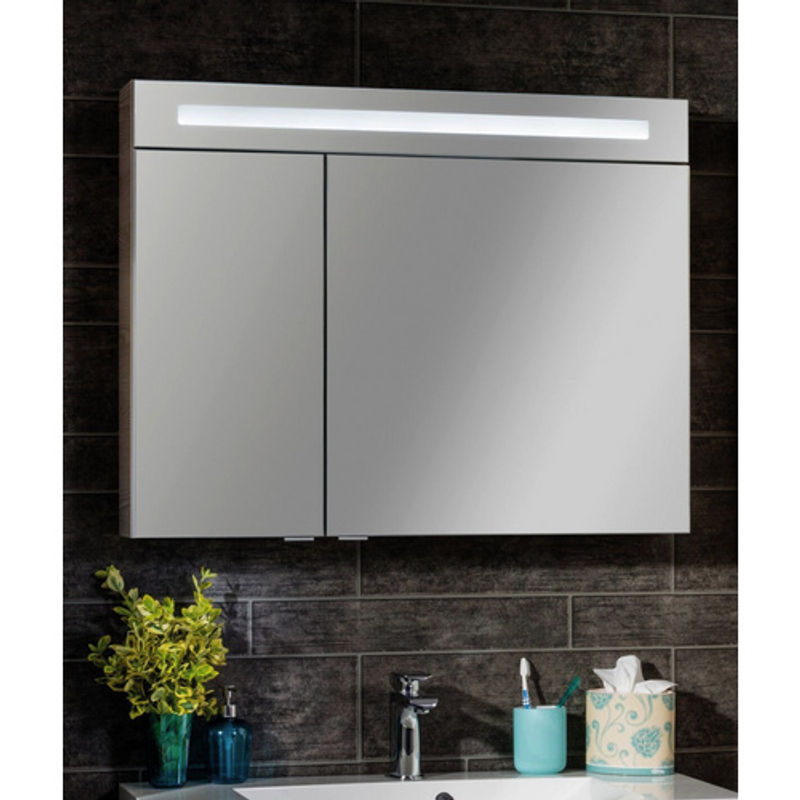 Fackelmann Spiegelschrank B.clever in Grau mit integrierter LED-Beleuchtung und Softclose-Türen, B/H/T: 90 x 71 x 15,8 cm - Bild 2