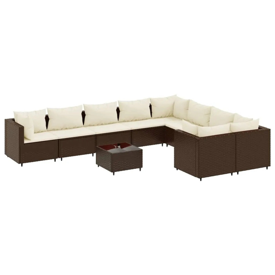 vidaXL 10-tlg. Garten-Sofagarnitur aus braunem PE-Rattan mit Kissen und Couchtisch - Bild 2
