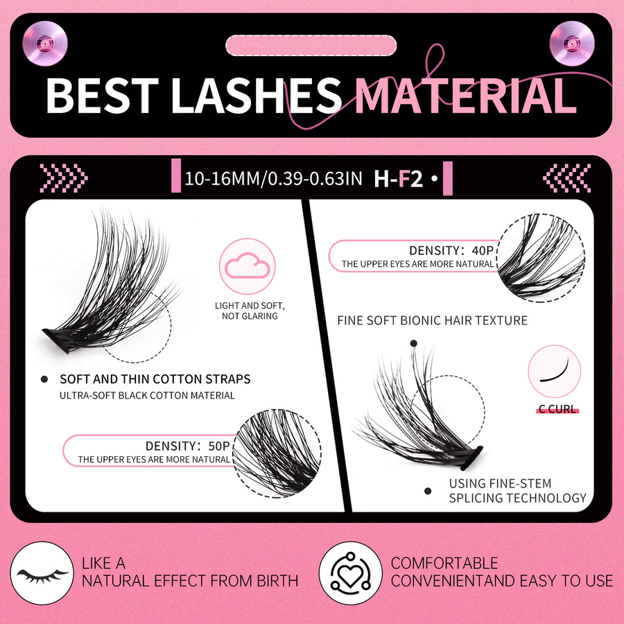 Lasvirey DIY Cluster-Wimpern-Set, künstliche Nerz-Wimpern, natürlich - Bild 5
