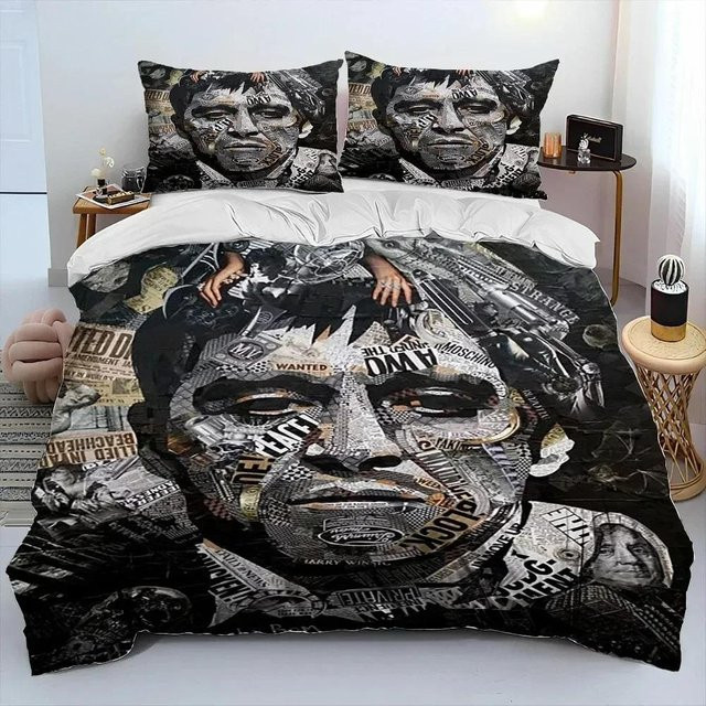Bettwäsche-Set Scarface Tony von Jessica Chen, 3-teilig, Schwarz, B/H: 180 x 220 cm - Bild 1