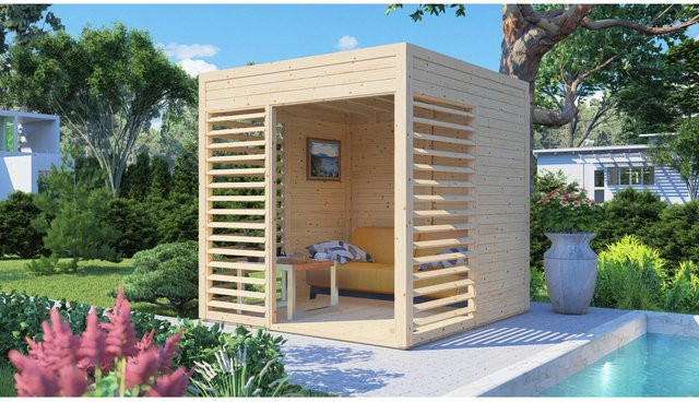Bertilo Garten-Lounge Pavillon aus FSC Nordischer Fichte in Natur, Braun/Beige, Breite: 234 cm, Tiefe: 226 cm - Bild 1