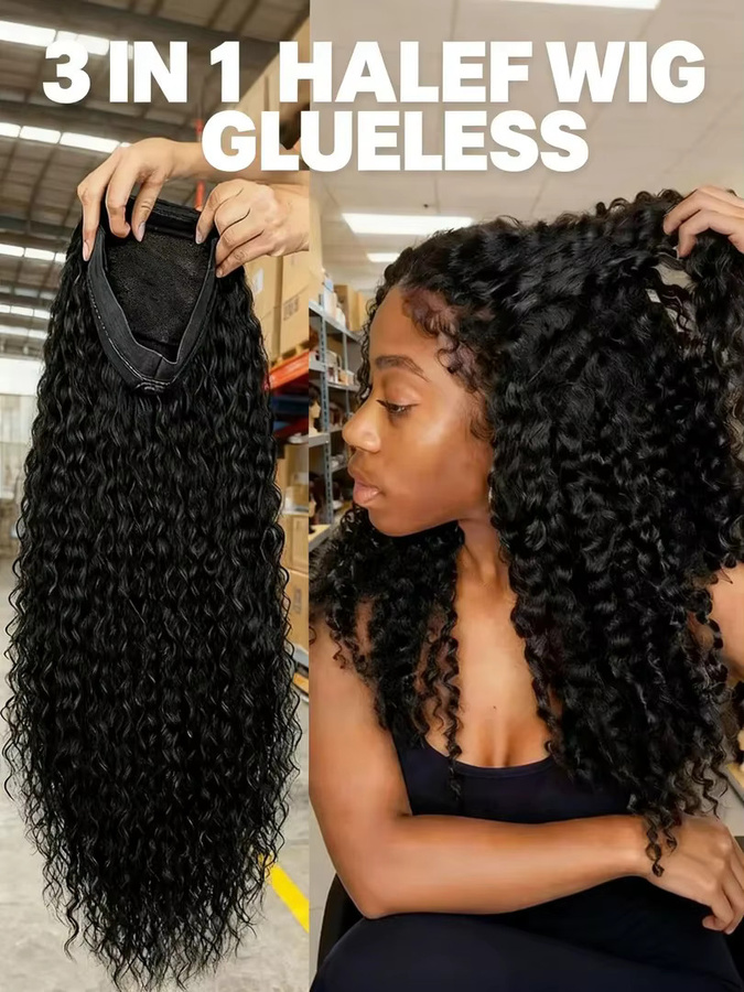 SUNPER QUEEN Halbperücke, Echthaar, Kinky Curly, mit Stirnband - Bild 7