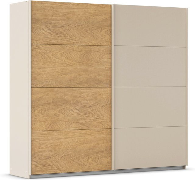 RAUCH Malva-Extra Schwebetürenschrank ohne Spiegel in Eiche Furnier und Beige, B: 226 cm, H: 210 cm - Bild 1