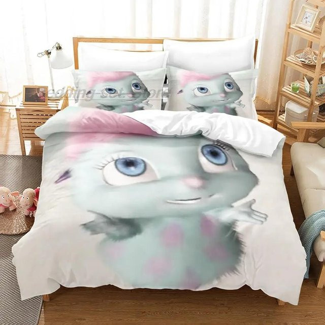 Bibble Meme Bettwäsche Set mit 3D Anime Design, Weiß, B/H: 228 x 228 cm - Bild 1