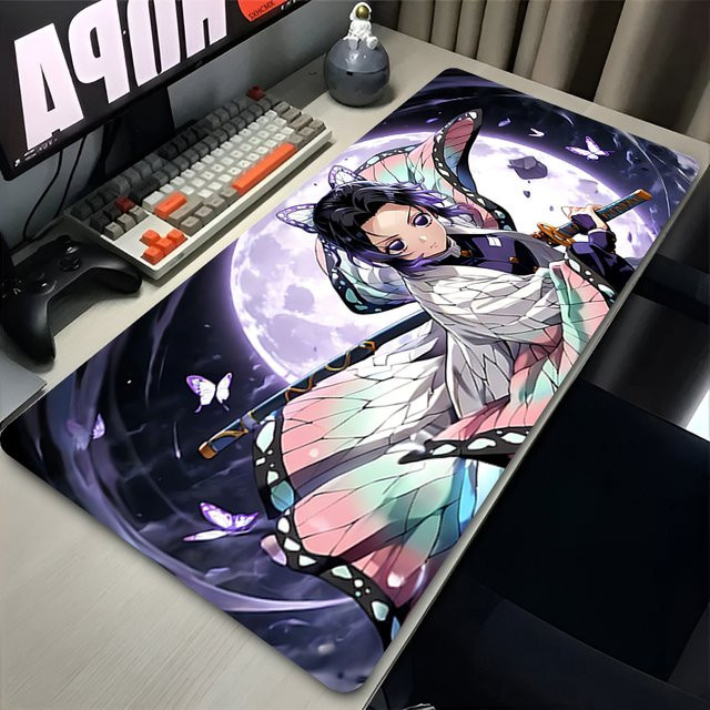 Mauspad XXL Demon Slayer Kochou Shinobu Anime Schreibtischunterlage Lila Blume für PC und Laptop - Bild 1