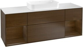 Villeroy & Boch Waschtischunterschrank Finion mit Abdeckplatte, Farbe Weiß und Walnussfurnier, B/T/H: 160 x 50,1 x 60 cm - Bild 1