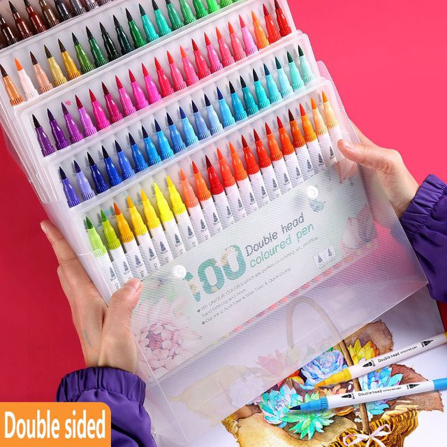 Doppelseitiges Markierungsstift-Set mit 12 bis 120 Farben, waschbare Tinte auf Wasserbasis für Kunst und Skizzen, Mehrfarbiges Zeichenzubehör - Bild 1