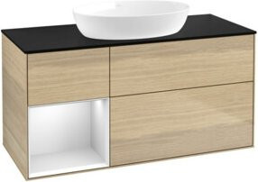 V&B Waschtischunterschrank Finion in Weiß lackiert mit Eichenregal, Breite: 120 cm, Tiefe: 50,1 cm, Höhe: 50,1 cm - Bild 1