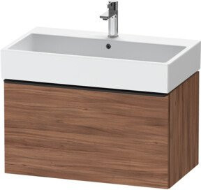 Duravit Waschtischunterschrank D-Neo wandhängend in Schwarz und Nussbaum Natur mit einer Schublade und Scharniertüren, B/T/H: 78,4 x 44,2 x 44,0 cm - Bild 1