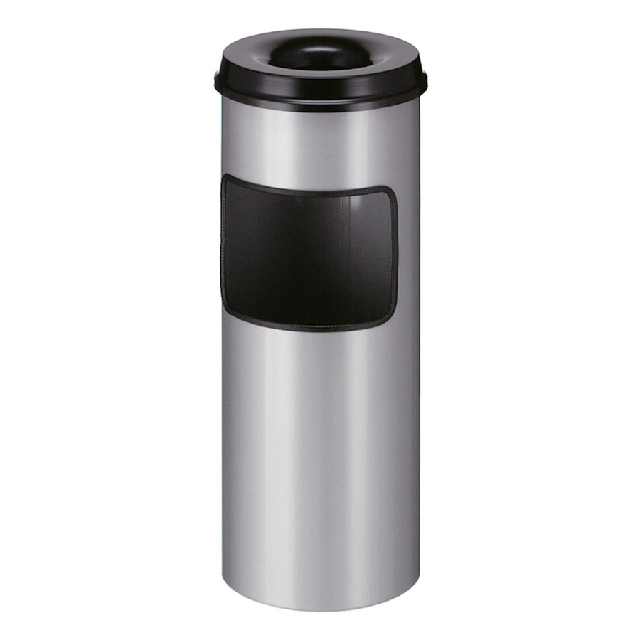 PROREGAL Runder Kombiascher mit feuerlöschendem Oberteil, Silber und Schwarz, H: 64,2 cm, Ø: 24,3 cm, 30 Liter - Bild 2