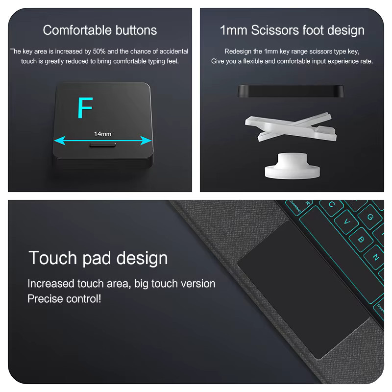 AJIUYU Smart Magic Tastaturhülle mit Touchpad für Samsung Galaxy Tab A9+ 11 Zoll (SM-X210, X216B, X218U), Farbe: Schwarz - Bild 4