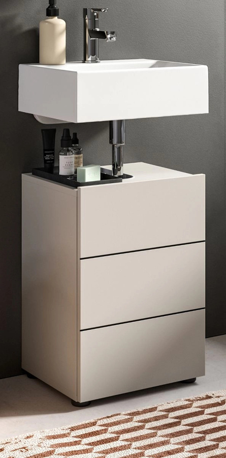 Waschbeckenunterschrank Larik in Kaschmir, moderner Badezimmerschrank mit Innenschränken, B/T/H: 38 x 34 x 56 cm - Bild 3