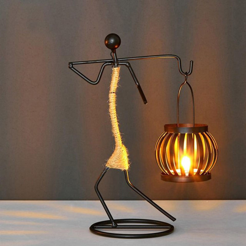 Binchi Lighting Appliances Moderner Kerzenständer Abstrakt aus Metall in Schwarz für Teelichter und Stumpenkerzen - Bild 1
